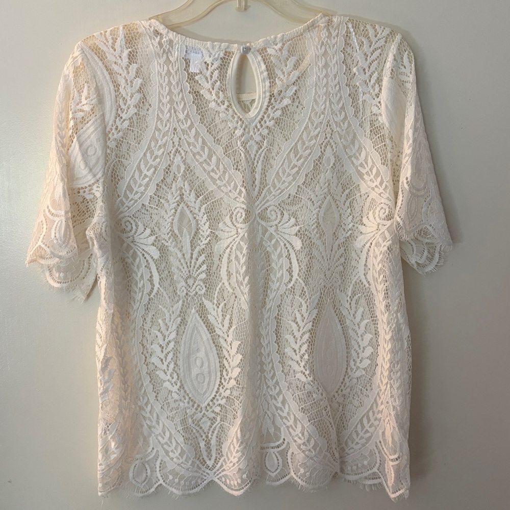 Stem Vine‎ Women’s Cream Lace Boho Feminine Top, size L - Picture 4 of 5